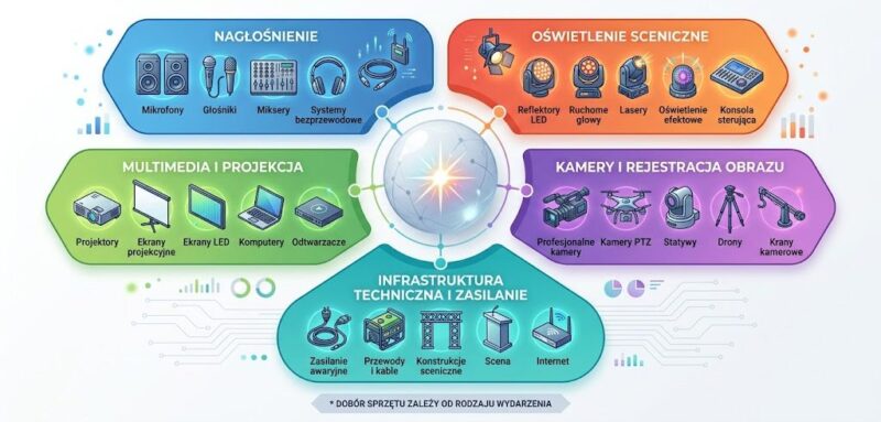 infografika sprzęt na wydarzenie
